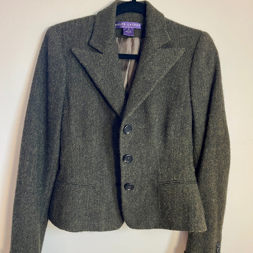 Ralph Lauren Collection, Cashmere Blend Herringbone Blazer,